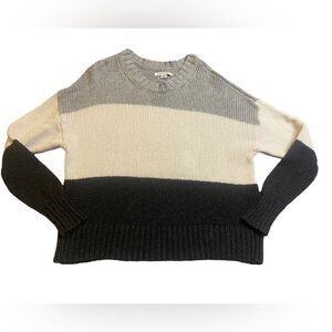 American Eagle Grey, White & Black Striped Crewneck Sweater